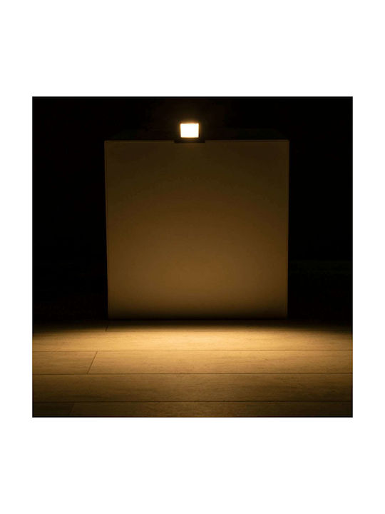 GloboStar Step-Mina Platz Metallisch Einbau Spot mit integriertem LED und Warmweißes Licht Schwarz 8.3x8.3cm. 1Stück