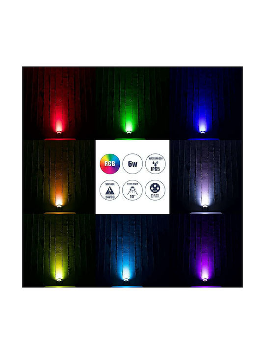 GloboStar Stepluna Outdoor Floor Lamp LED Wall Washer 6W RGB IP65 Black