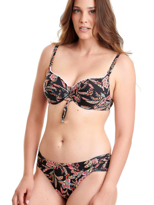 Bikini-Set Blumen Schwarz