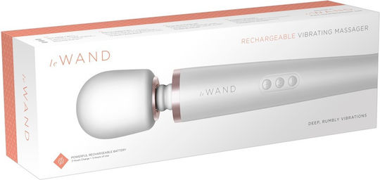 Le Wand Rechargeable Vibrating 10-Speed Wand Massager Vibrator Massage with Remote Control 12.5cm White