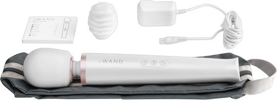 Le Wand Rechargeable Vibrating 10-Speed Wand Massager Vibrator Massage with Remote Control 12.5cm White