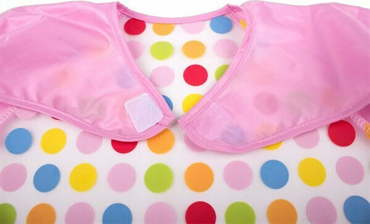 Interbaby Dots Impermeabila Salopetă Plastic cu autocolant & Mâneci Roz