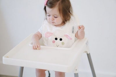 Zoocchini Lola the Lamb Bib Fabric with Hoop & Loop Fastener White for 6 m+