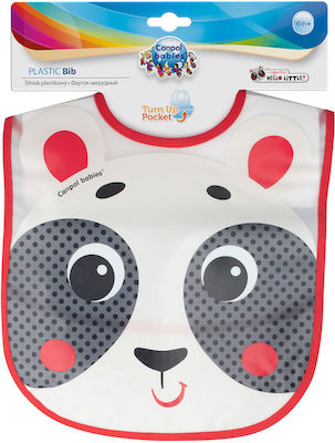 Canpol Babies Hello Little Waterproof Bib Plastic with Hoop & Loop Fastener Red