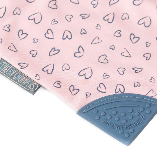 Cheeky Chompers Made with Love Bandana Fabric with Button Pink for 2 m+