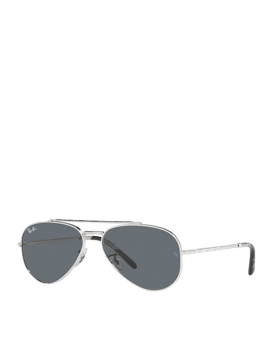 Ray Ban Aviator Unisex Γυαλιά Ηλίου με Ασημί Μεταλλικό Σκελετό και Μπλε Φακό RB3625 003/R5