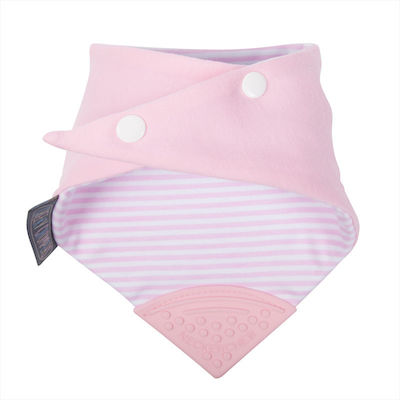 Cheeky Chompers Pink Stripes Bandana Fabric with Button Pink