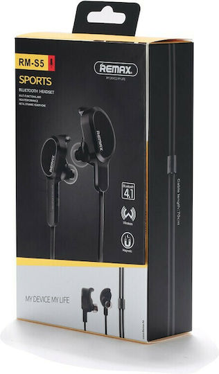 Remax RS-S5 In ear Bluetooth хендсфри Слушалки с Устойчивост на Пот Черен