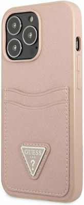 Guess Saffiano Double Card Umschlag Rückseite Synthetisches Leder Rosa (iPhone 13 Pro) GUHCP13LPSATPP