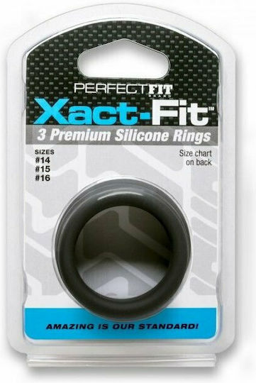 Perfect Fit Brand Xact-Fit Silicone Rings Комплект Пръстени Петел Силикон Черен 3бр