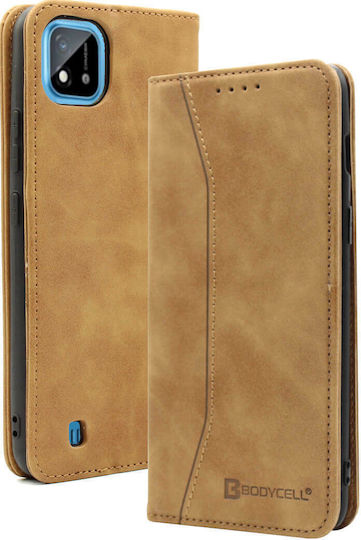 Bodycell PU Leather Wallet Δερματίνης Καφέ (Realme C11 2021)