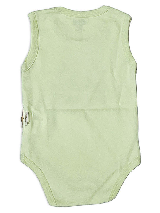 Baby sleeveless bodysuit 'panda' lime green (0-18 months)