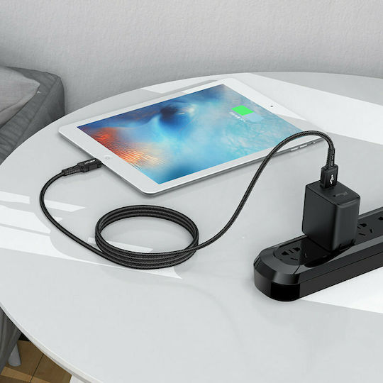 Acefast C4-02 Плетена USB-A към Lightning кабел Черен 1.8м