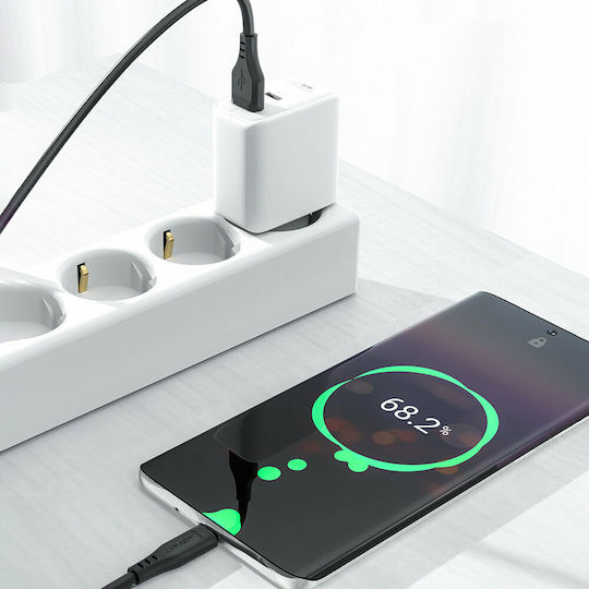 Acefast C3-04 USB 2.0 Cable USB-C male - USB-A 60W Black 1.2m