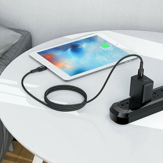 Acefast C4-01 Плетена USB-C към Lightning кабел 30W Черен 1.8м