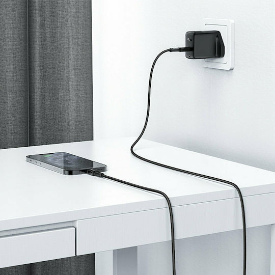 Acefast C4-01 Плетена USB-C към Lightning кабел 30W Черен 1.8м