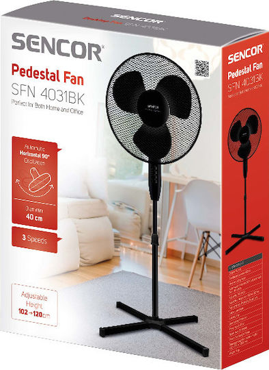 Sencor Ανεμιστήρας Ορθοστάτης 40W Διαμέτρου 40cm Μαύρος