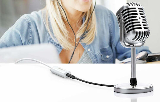 Ugreen US206 Εξωτερική USB Κάρτα Ήχου 2.0 σε Λευκό χρώμα