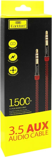 Earldom Καλώδιο Ήχου 3.5mm male - 3.5mm male Μαύρο 1m με Επίχρυσους Ακροδέκτες ET-AUX04