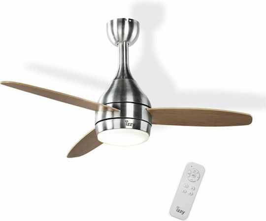 Izzy IZ-9027 Ανεμιστήρας Οροφής 132cm με Φως Καφέ / Ασημί