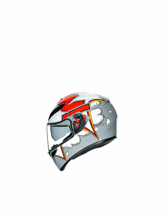 AGV K-3 SV Multi - Bubble Grey/White/Red Motorcycle Helmet Full Face ECE 22.05 1490gr with Sunvisor