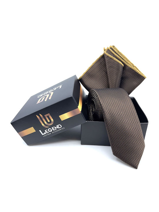 Legend Accessories Synthetic Men's Tie Set Printed Brown