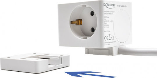 DeLock PowerCube Aσφαλείας 3 Θέσεων με 2 USB-A, 1 USB-C και Καλώδιο 1.5m