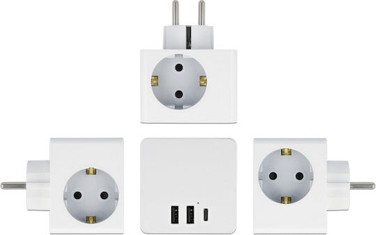 DeLock PowerCube Aσφαλείας 3 Θέσεων με 2 USB-A και USB-C