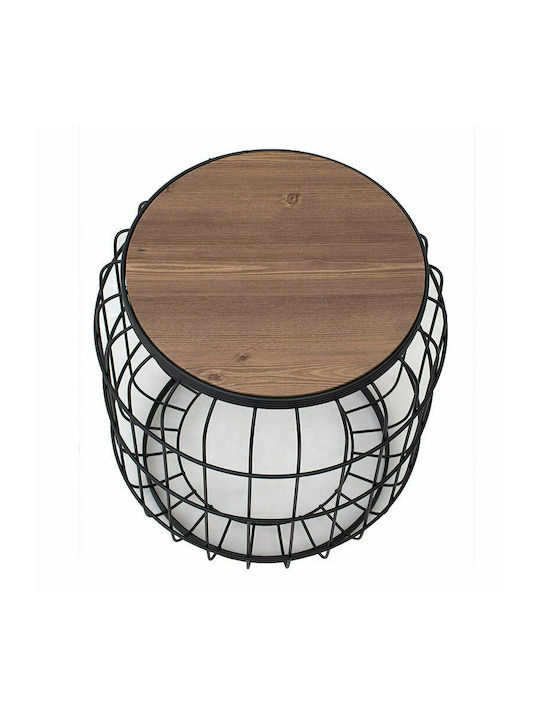 Round Side Table Muller Wooden Black / Walnut M35xW35xH47cm GP030-0038