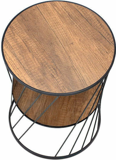 Rundes Beistelltisch Jaspin Holz Schwarz / Nussbaum M32xL32xH44cm