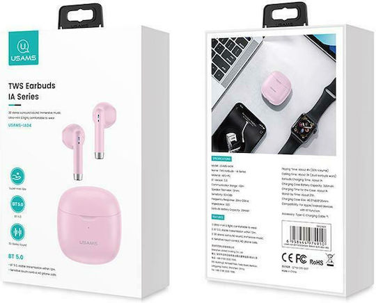 Usams IA04 Ohrstöpsel Bluetooth-Freisprecheinrichtung Kopfhörer mit Ladeetui Rosa