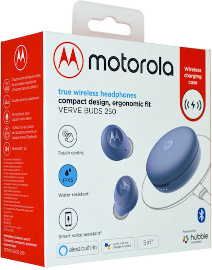 Motorola Vervebuds 250 Bluetooth Handsfree Earphones with Sweat Resistance and Charging Case Blue