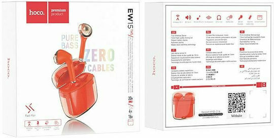 Hoco EW15 Clear Explore Edition In-ear Bluetooth Handsfree Earphones with Charging Case Orange