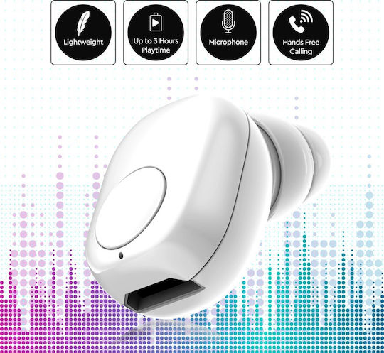 V-TAC VT-6500 In-ear Bluetooth Handsfree Ακουστικό Λευκό