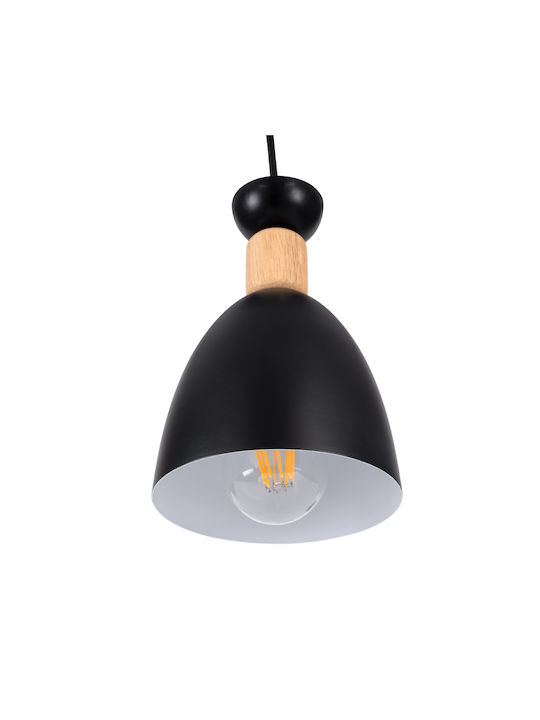 GloboStar Ava Hängelampe Schwarz Glocke mit Fassung E27 35x35x130cm.