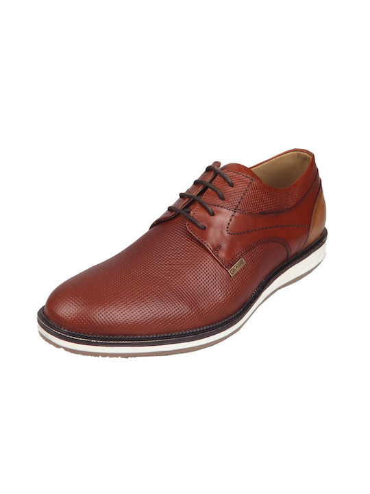 GK Uomo Men's Leather Casual Shoes Tabac Brown