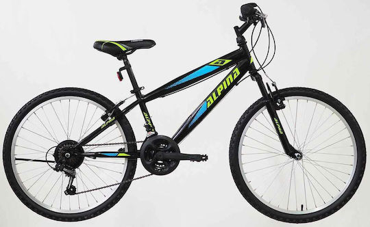 Alpina Alpha S Suspension 24" Παιδικό Mountain Bike 21 Ταχυτήτων (2022) Μαύρο