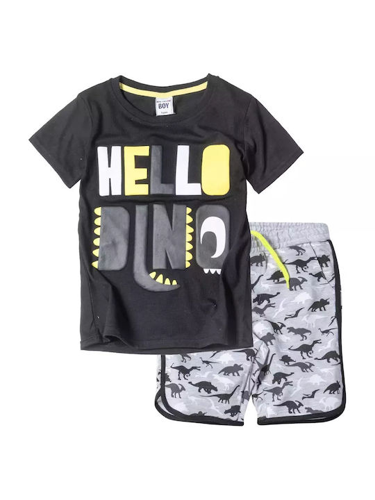 New College Kids Set with Shorts Summer 2pcs Black