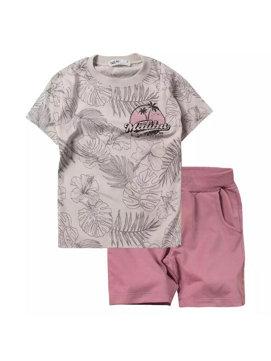 Nek Kids Wear Kids Set with Shorts Summer 2pcs Pink