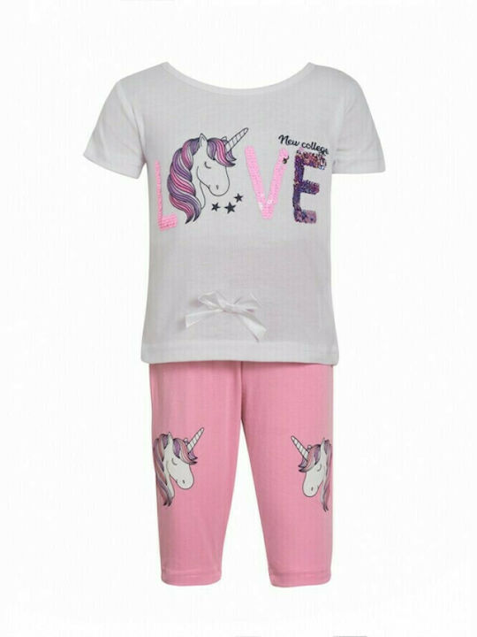 New College Kids Set with Leggings Summer 2pcs White