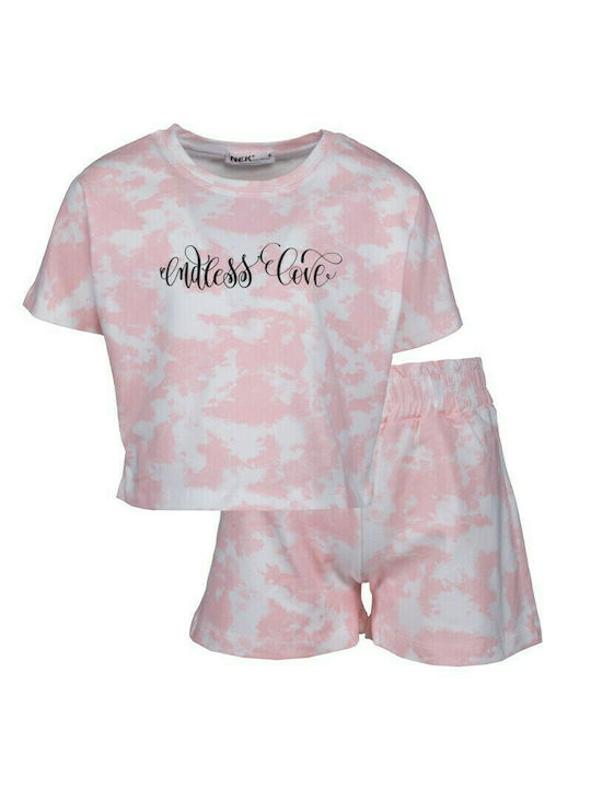 Nek Kids Wear Kids Set with Shorts Summer 2pcs Pink