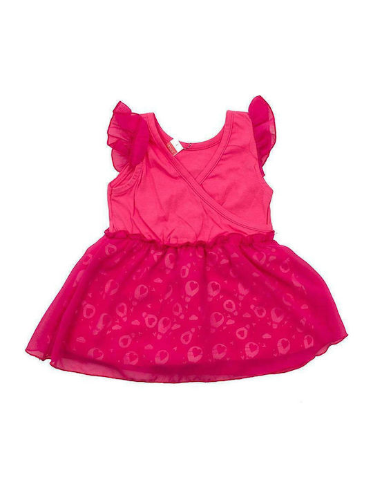 Air Balloon Children's Dress Short Sleeve Fuchsia