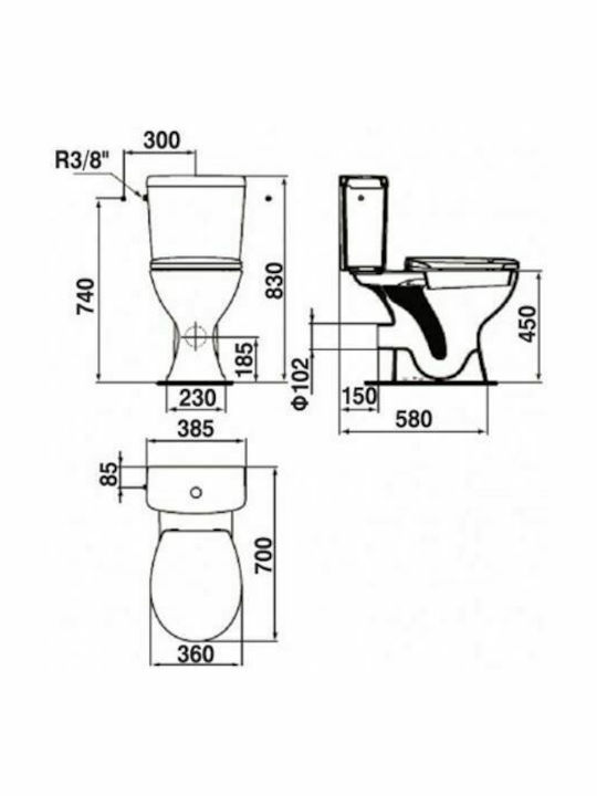Ideal Standard Ulysse Accessible Toilet and Flush White