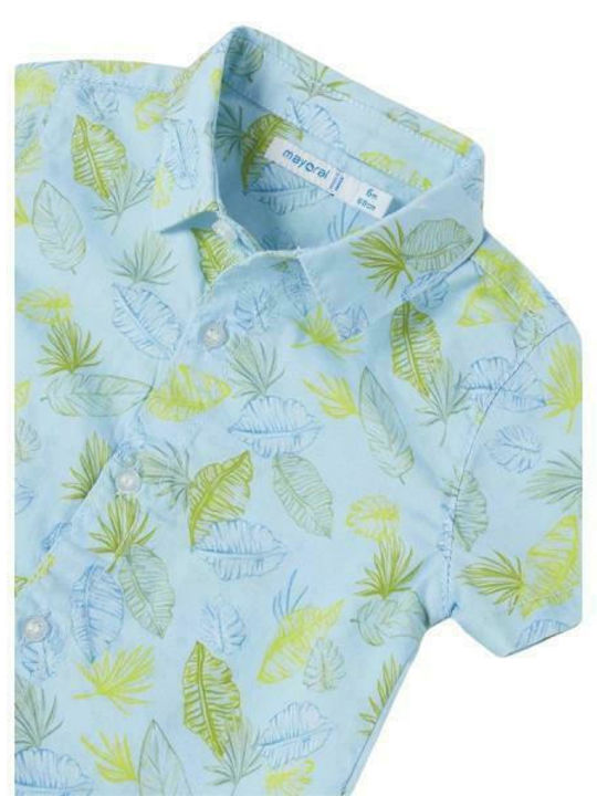 Kinder Blumen Hemd Kurzarm Hellblau Ecofriends