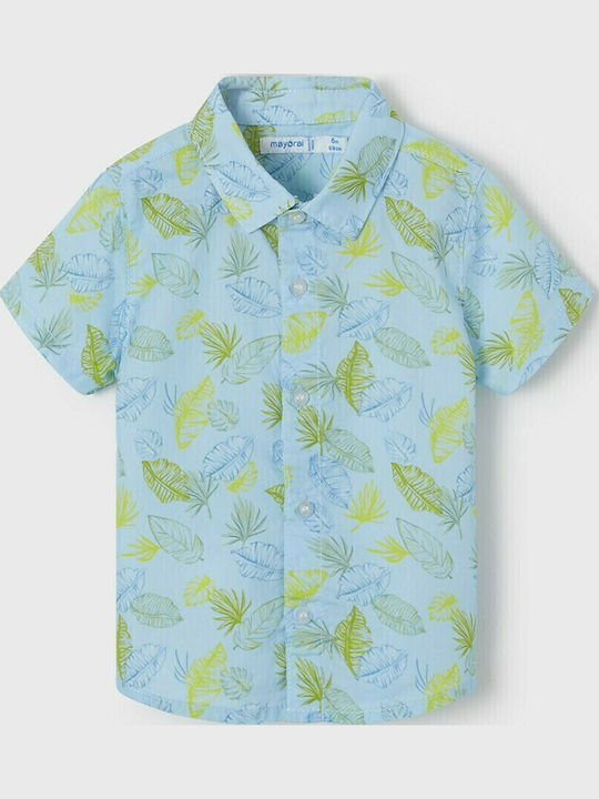 Kinder Blumen Hemd Kurzarm Hellblau Ecofriends