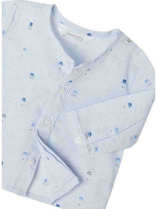 Kids Striped Shirt Long Sleeve Light Blue