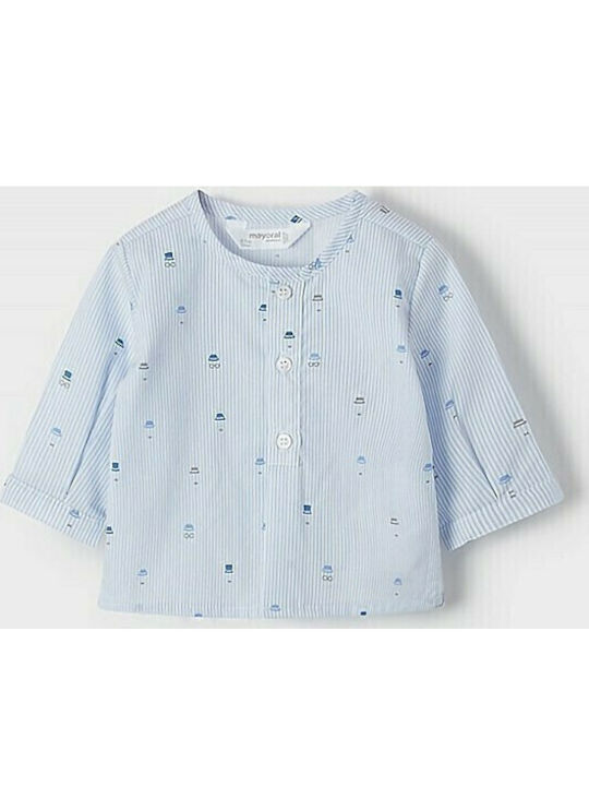 Kids Striped Shirt Long Sleeve Light Blue