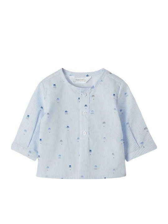 Kids Striped Shirt Long Sleeve Light Blue