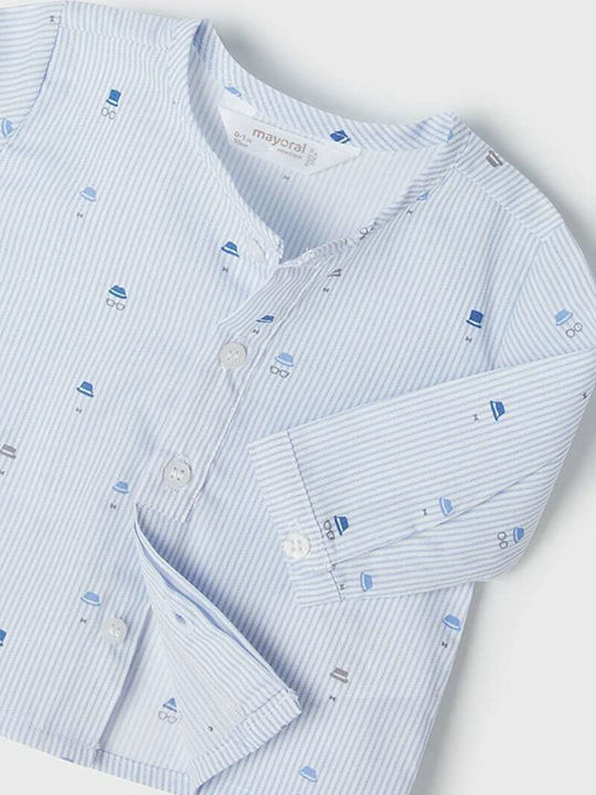 Kids Striped Shirt Long Sleeve Light Blue