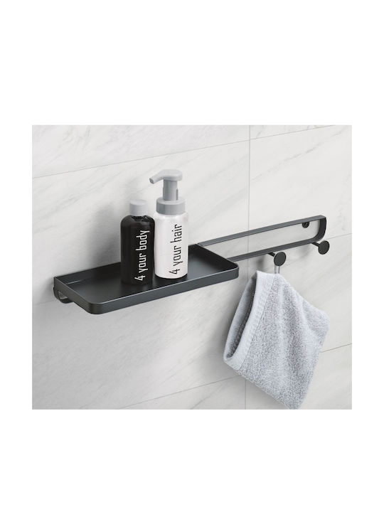 Kleine Wolke Framework Shelf Montat pe perete Raft Baie Metal 50.4x12x5.2cm Neagră